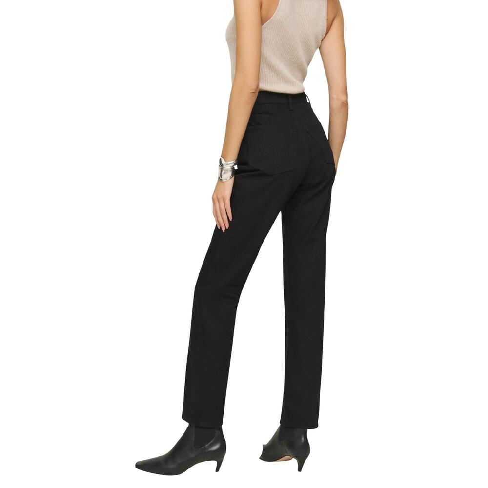 Reformation Cynthia High Rise Straight Leg Jeans Black Size 26 Minimalist Chic - Picture 3 of 13